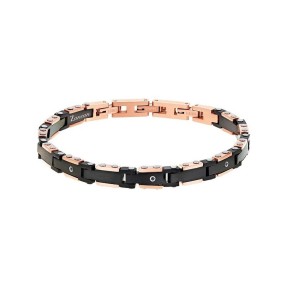 ZANCAN Bracciale Uomo in Acciaio Rosè con Spinelli Neri - UHB081