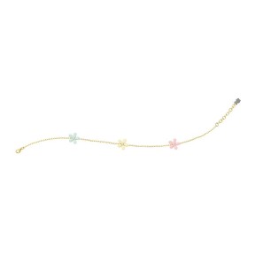 NANAN Bracciale Bambina Argento Dorato 925 Fiori Smalto Zirconi - NAN0469