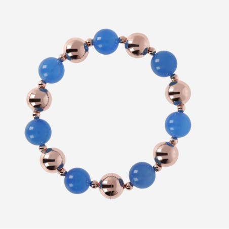 Bronzallure Bracciale con pietra Agata blu scuro