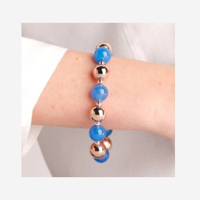 Bronzallure Bracciale con pietra Agata blu scuro