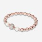 Bronzallure Bracciale donna con due perle e zirconi