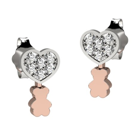 NANAN Orecchini Argento 925 - Cuore Con Brillantini - NAN0207