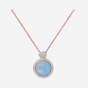 Bronzallure Collana con Pietre Naturali Milanese - Calcedonio Azzurro e Cubic Zirconia