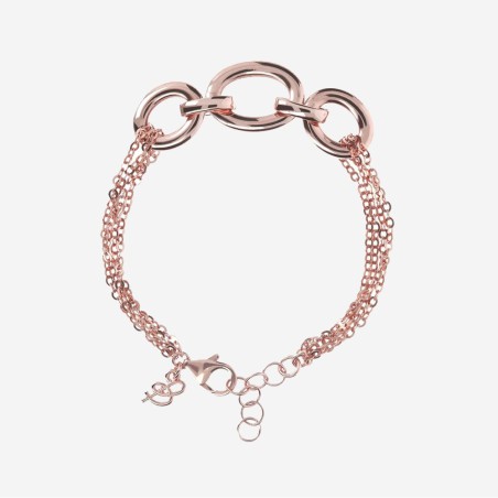 Bronzallure Bracciale Multifilo con Catena Forzatina e Elementi Ovali