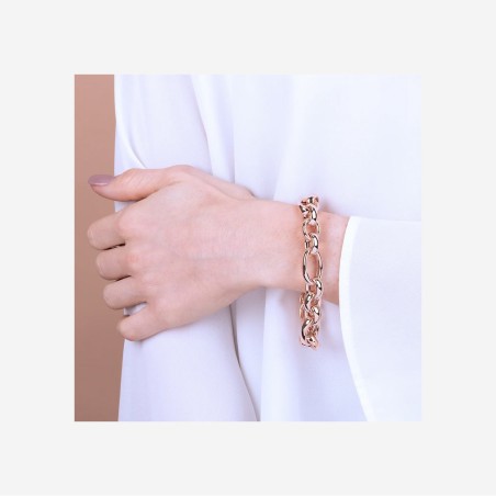 Bronzallure Bracciale Maglia Ovale Regolabile in Golden Rose