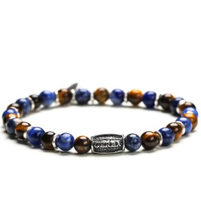 Gerba Bracciale Da Uomo Stone Blue Island occhio di tigre sodalite argento - 248