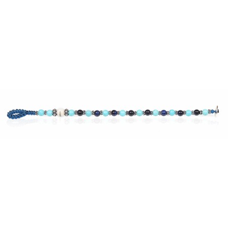 Bracciale Gerba LAB Occhio di Tigre blu pietra Turchese uomo-donna