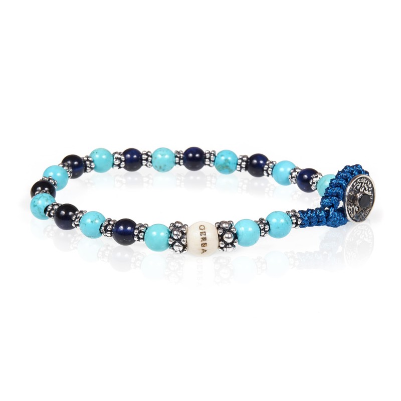 Bracciale Gerba LAB Occhio di Tigre blu pietra Turchese uomo-donna