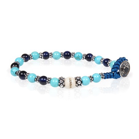 Bracciale Gerba LAB Occhio di Tigre blu pietra Turchese uomo-donna