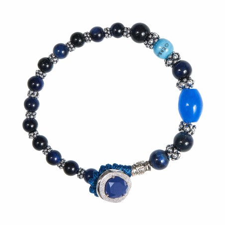 Bracciale Gerba Lab in pietra Occhio di Tigre nere e blu