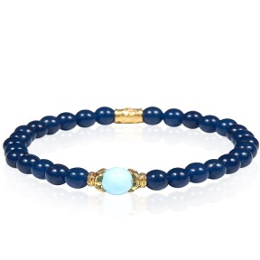 Bracciale Gerba LAB con Agata blu e perla in Murrina uomo donna