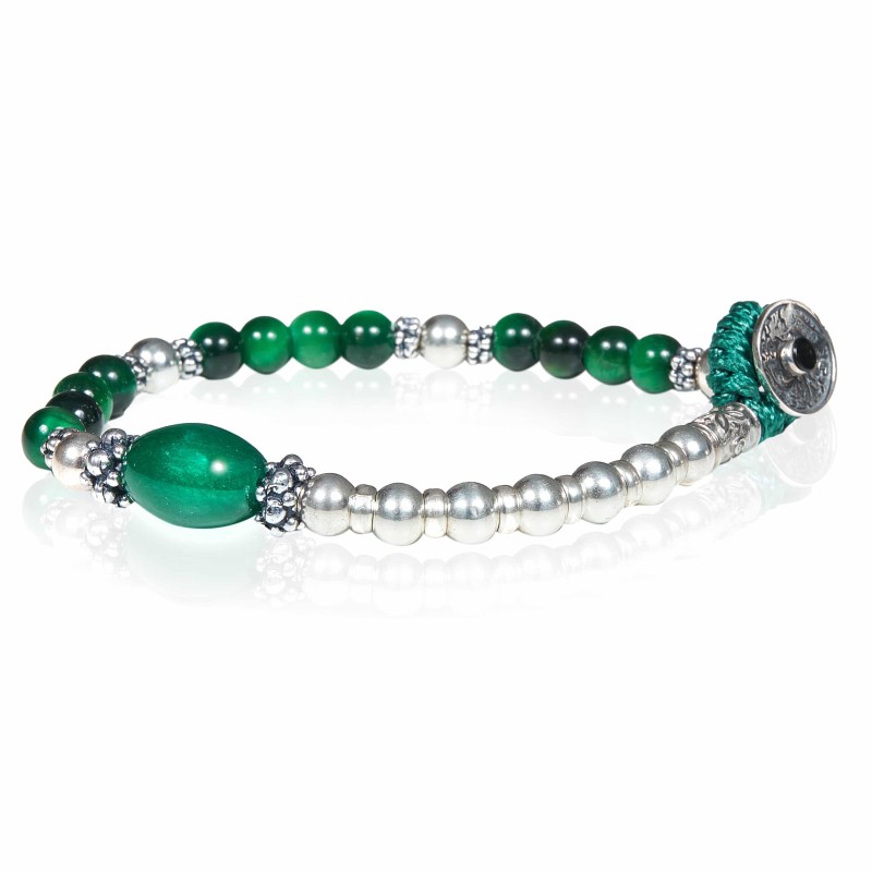 Bracciale Gerba Mon Amour Argento e Occhio di Tigre verde uomo donna