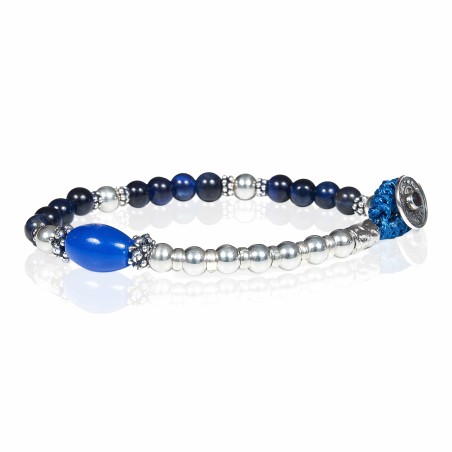 Bracciale Gerba Mon Amour Argento e Occhio di Tigre blu uomo donna