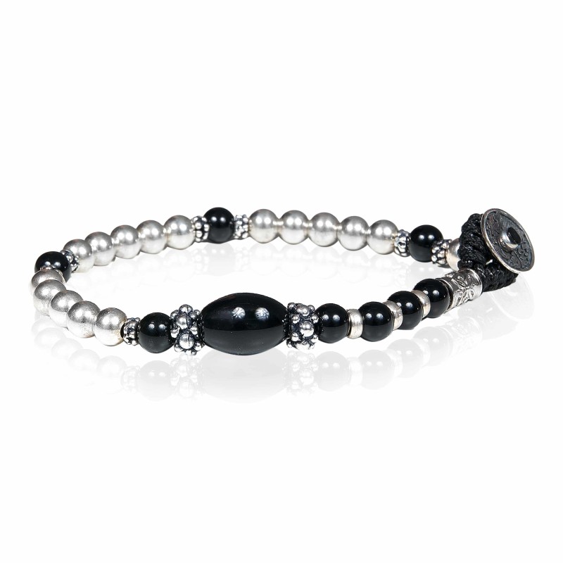 Bracciale Gerba Mon Amour perle Argento Onice nero uomo donna