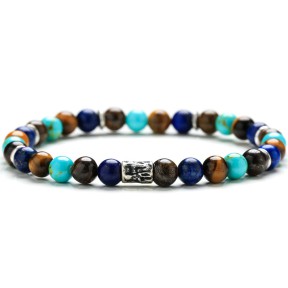 Gerba Bracciale Da Uomo Stone Rock Colored Aulite Occhio di tigre Argento