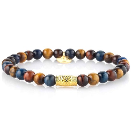 Gerba Bracciale Uomo Stone Richard occhio di tigre multicolor e argento - 349