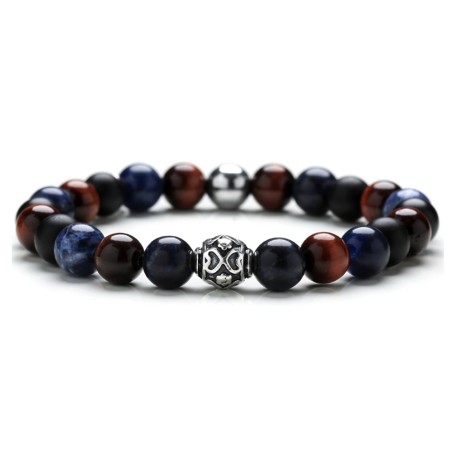 Gerba Bracciale Stone Red Blue onice sodalite ematite argento da Uomo - 260