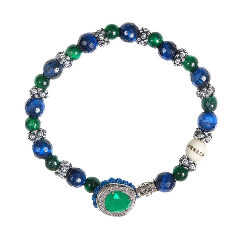 Gerba Bracciale Gerba LAB 109 con pietra Occhio di Tigre blu e verde uomo donna - 109