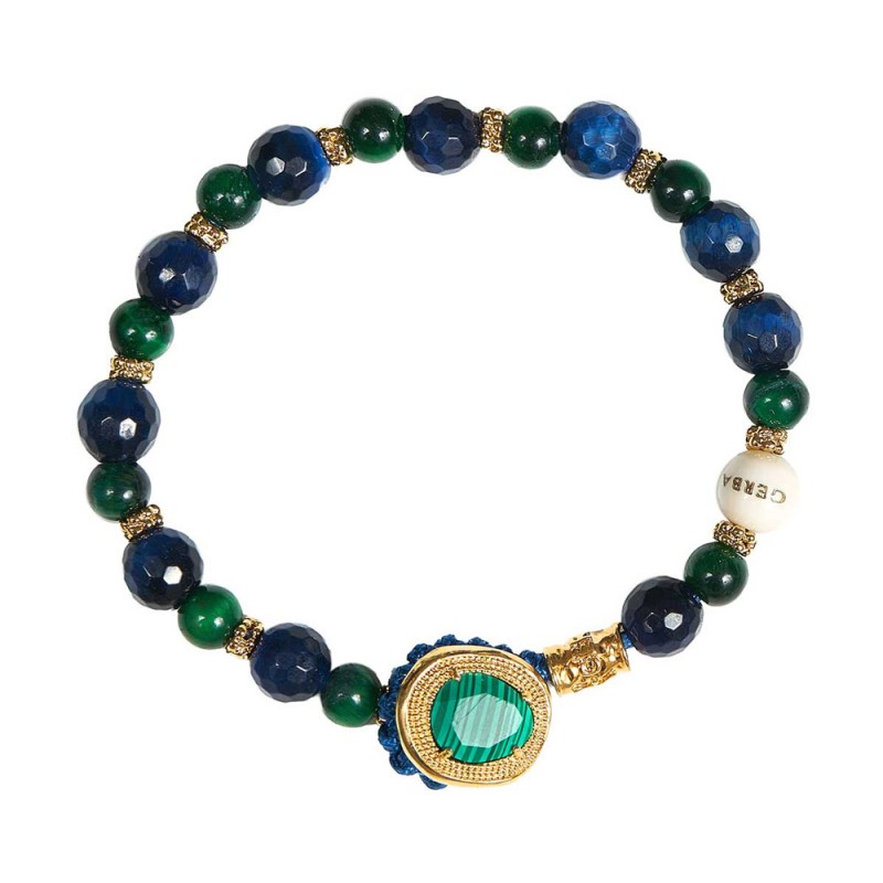 Gerba Bracciale LAB Occhio di Tigre blu notte e verde scuro uomo donna - 107