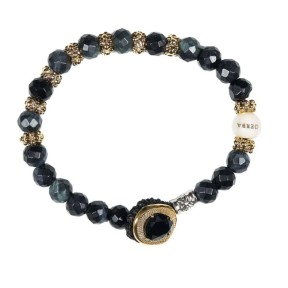 Gerba Bracciale Unisex Lab 104 con Occhio di Tigre Nero in Bronzo Dorato - 104