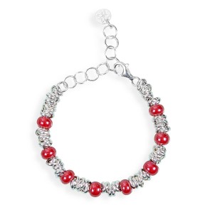 Gerba Bracciale Baby Bond 01 Argento e pietre in Ceramica rossa - BB01