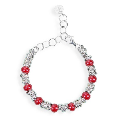 Gerba Bracciale Baby Bond 01 Argento e pietre in Ceramica rossa - BB01