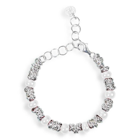 Gerba Bracciale Baby Bond Argento pietre in Ceramica bianca - BB03