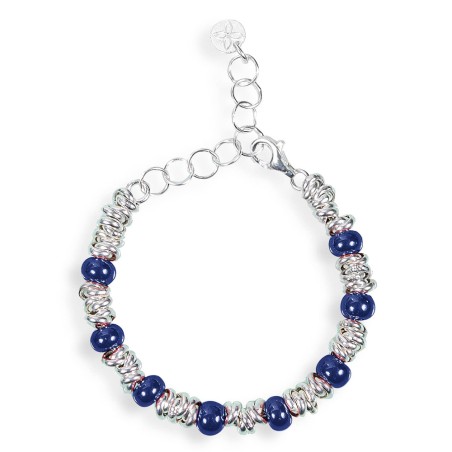 Gerba Bracciale Baby Bond Argento e pietre in Ceramica blu - BB04