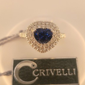 Crivelli - Anello con Zaffiro a cuore contornato da Diamanti