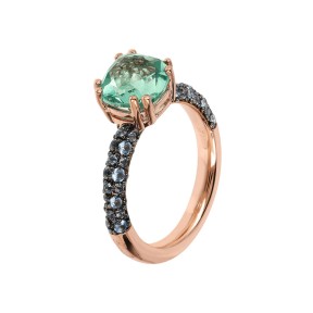 Bronzallure Anello Solitario con Prisma Gem Quadrata e Pavé - WSBZ02181.GREEN-14