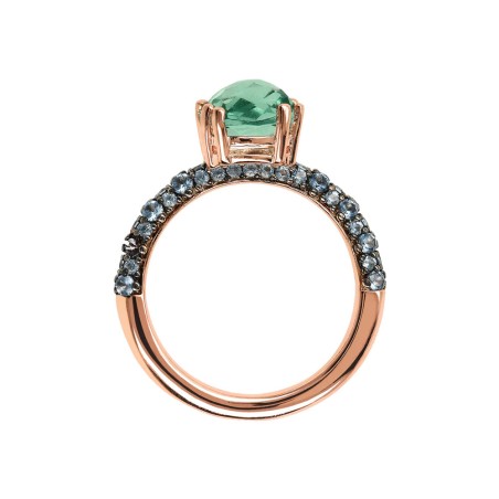 Bronzallure Anello Solitario con Prisma Gem Quadrata e Pavé - WSBZ02181.GREEN-14