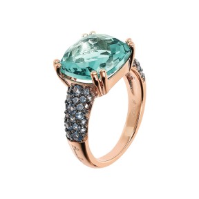 Bronzallure Anello Cocktail con Prisma Gem Quadrata e Pavé - WSBZ02179.GREEN-14