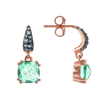 Bronzallure Orecchini Pendenti con Prisma Gem Quadrata e Pavé - WSBZ02182.GREEN