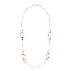 Bronzallure Collana Lunga con Station di Elementi Ovali Golden Rosé - WSBZ01966.R