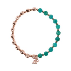 Bronzallure Bracciale Elastico con Pietre Naturali e Sfere Golden Rosé - WSBZ01431.GAZ