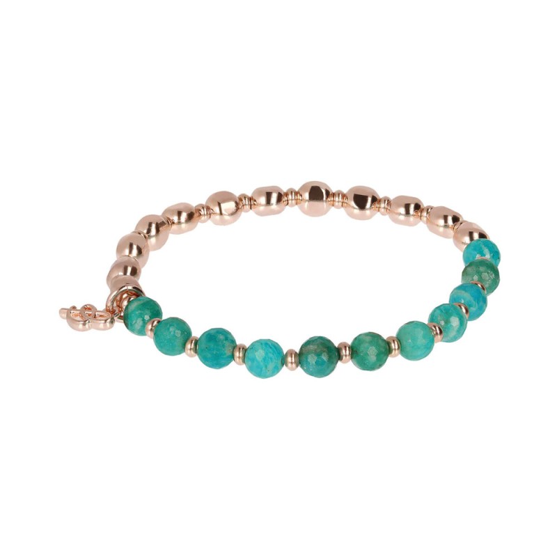 Bronzallure Bracciale Elastico con Pietre Naturali e Sfere Golden Rosé - WSBZ01431.GAZ