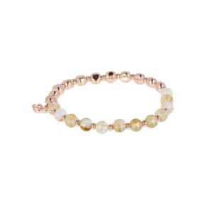 Bronzallure Bracciale Elastico con Pietre Naturali e Sfere Golden Rosé - WSBZ01431.CT