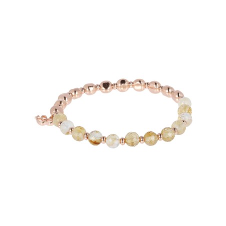 Bronzallure Bracciale Elastico con Pietre Naturali e Sfere Golden Rosé - WSBZ01431.CT