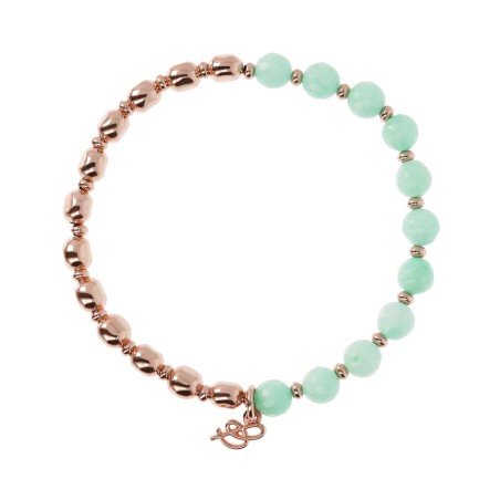 Bronzallure Bracciale Elastico con Pietre Naturali e Sfere Golden Rosé - WSBZ01431.AQ