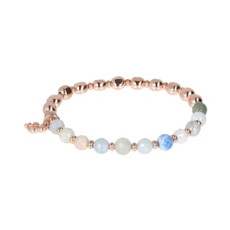 Bronzallure Bracciale Elastico con Pietre Naturali e Sfere Golden Rosé - WSBZ01431.MULTIB