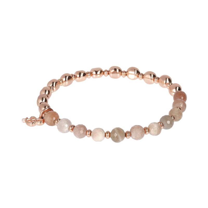 Bronzallure Bracciale Elastico con Pietre Naturali e Sfere Golden Rosé - WSBZ01431.PMS