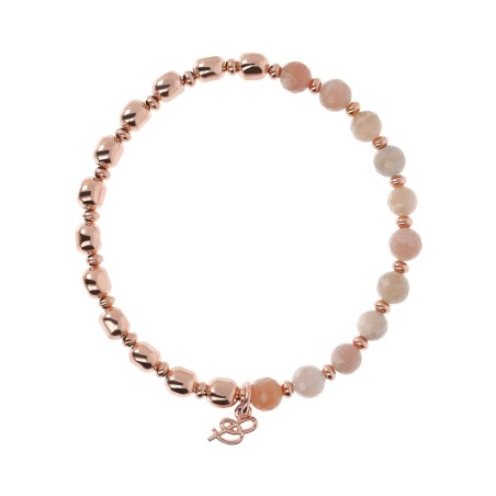 Bronzallure Bracciale Elastico con Pietre Naturali e Sfere Golden Rosé - WSBZ01431.PMS