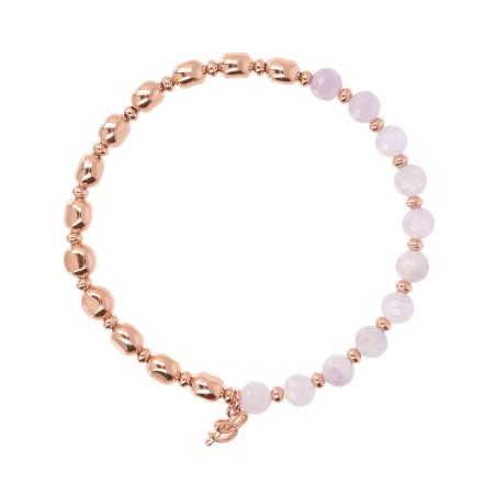 Bronzallure Bracciale Elastico con Pietre Naturali e Sfere Golden Rosé - WSBZ01431.AML