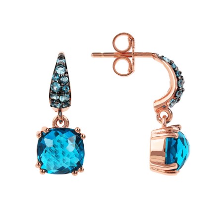 Bronzallure Orecchini Pendenti con Prisma Gem Quadrata e Pavé - WSBZ02182.BLUE