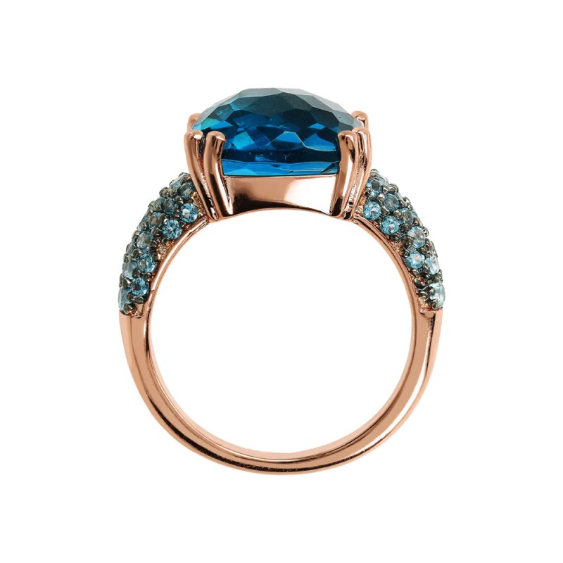 Bronzallure Anello Cocktail con Prisma Gem Quadrata e Pavé - WSBZ02179.BLUE-18