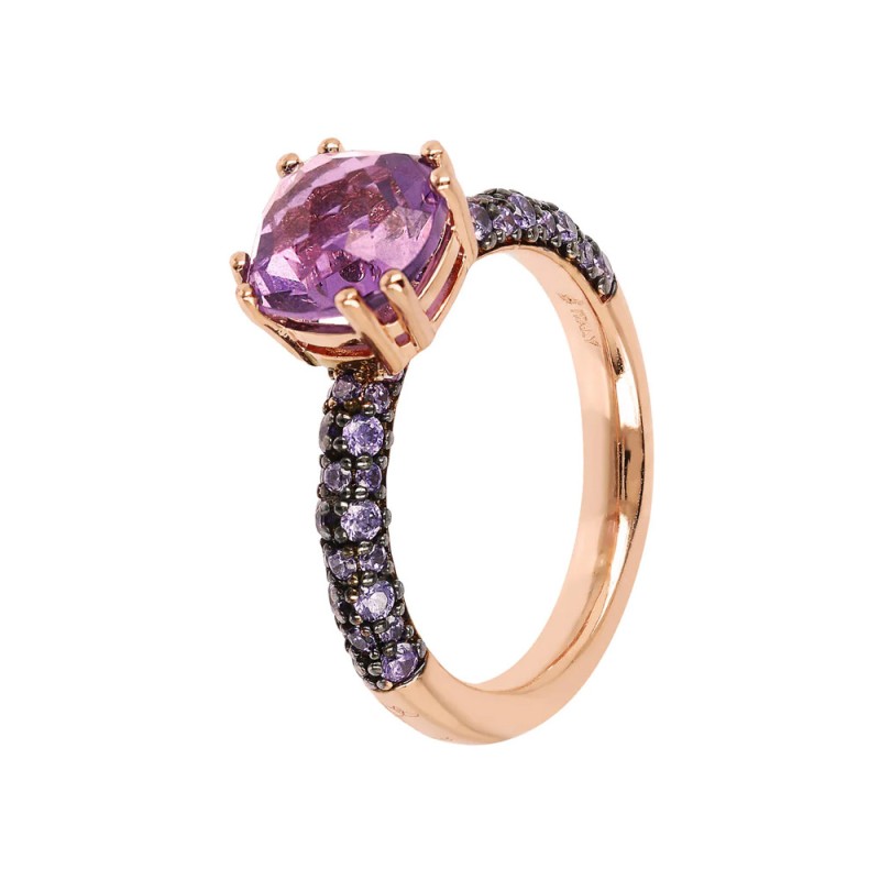 Bronzallure Anello Solitario con Prisma Gem Quadrata e Pavé - WSBZ02181.AM-14