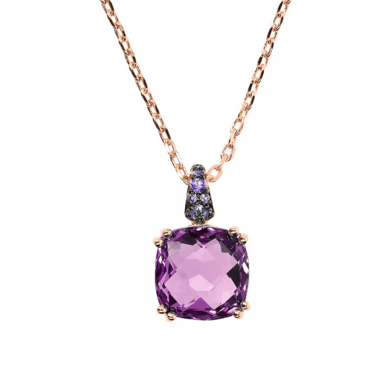 Bronzallure Collana Catena Rolo con Prisma Gem Quadrata e Pavé - WSBZ02180.AM