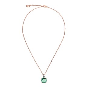 Bronzallure Collana Catena Rolo con Prisma Gem Quadrata e Pavé - WSBZ02180.GREEN