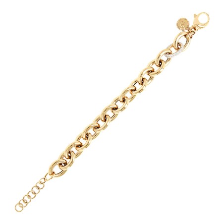 Bronzallure Bracciale Golden Catena Rolo Maxi Maglie con Elemento Pavé in Cubic Zirconia - WSBZ00517Y.W