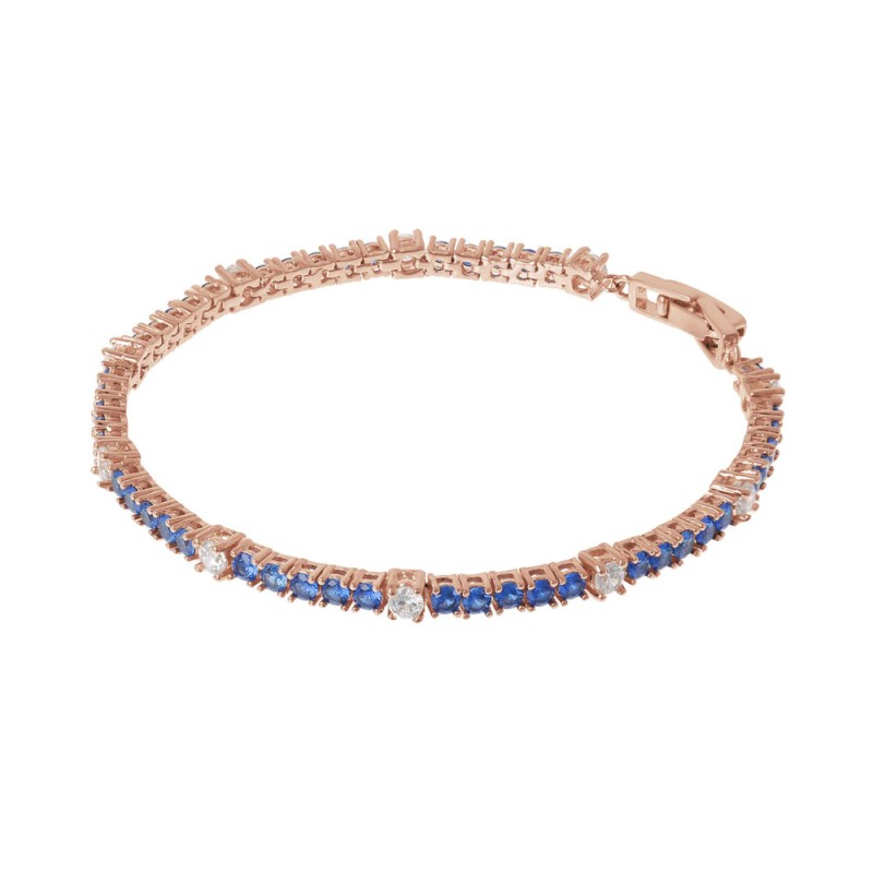 Bronzallure Bracciale Tennis Bicolore con Cubic Zirconia - WSBZ01998.BLU.LG